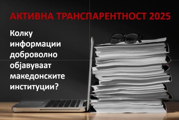Активната транспарентност на министерствата е намалена, а на општините е на исто ниво како и лани