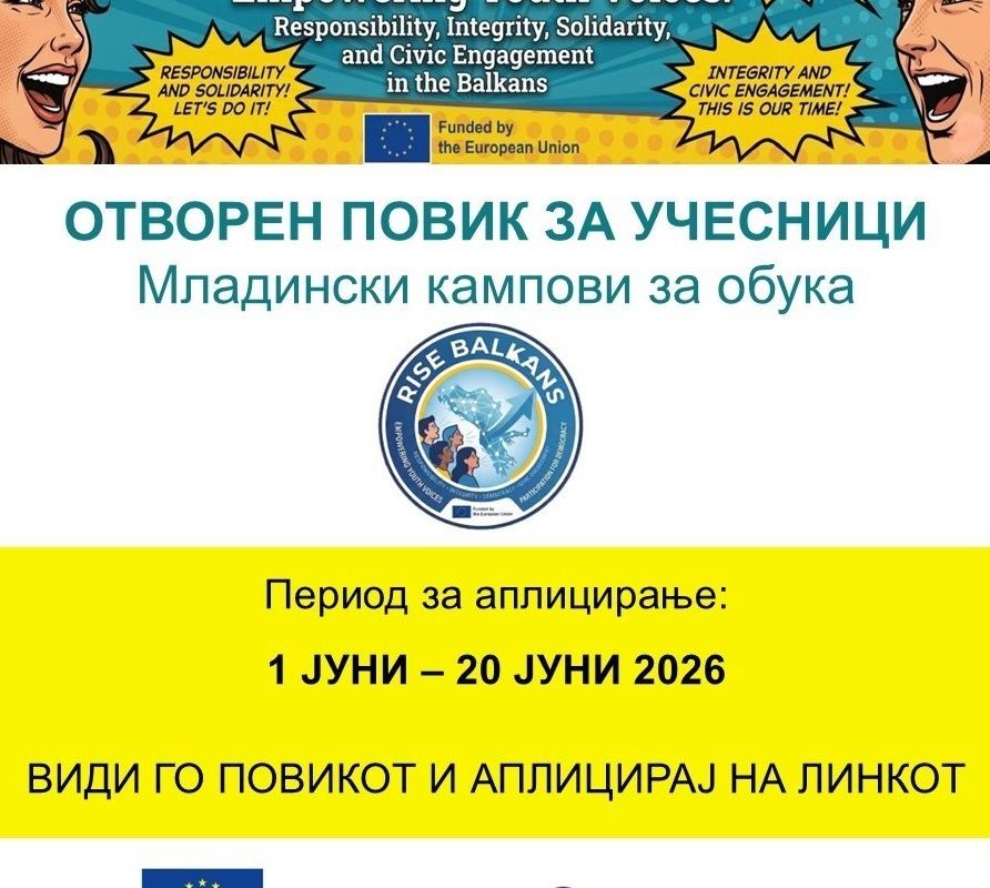 ОТВОРЕН ПОВИК ЗА УЧЕСНИЦИ / Младински кампови за обука